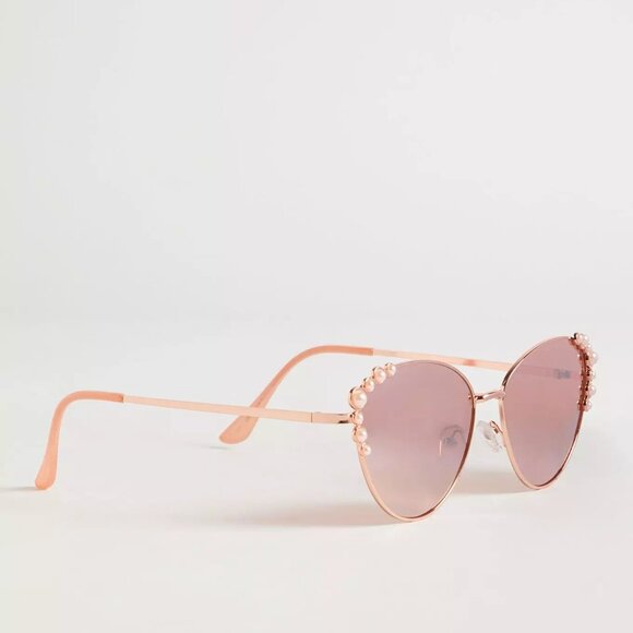 Torrid Rose Gold Metal Cateye Sunglasses w Pearl Detailing NWT - Picture 6 of 7